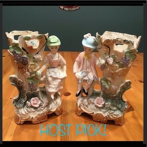 VINTAGE VICTORIAN STYLE VASES CORDEY BRISTOL CAPODIMONTE STYLE SET OF 2
